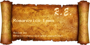 Romanovics Emma névjegykártya